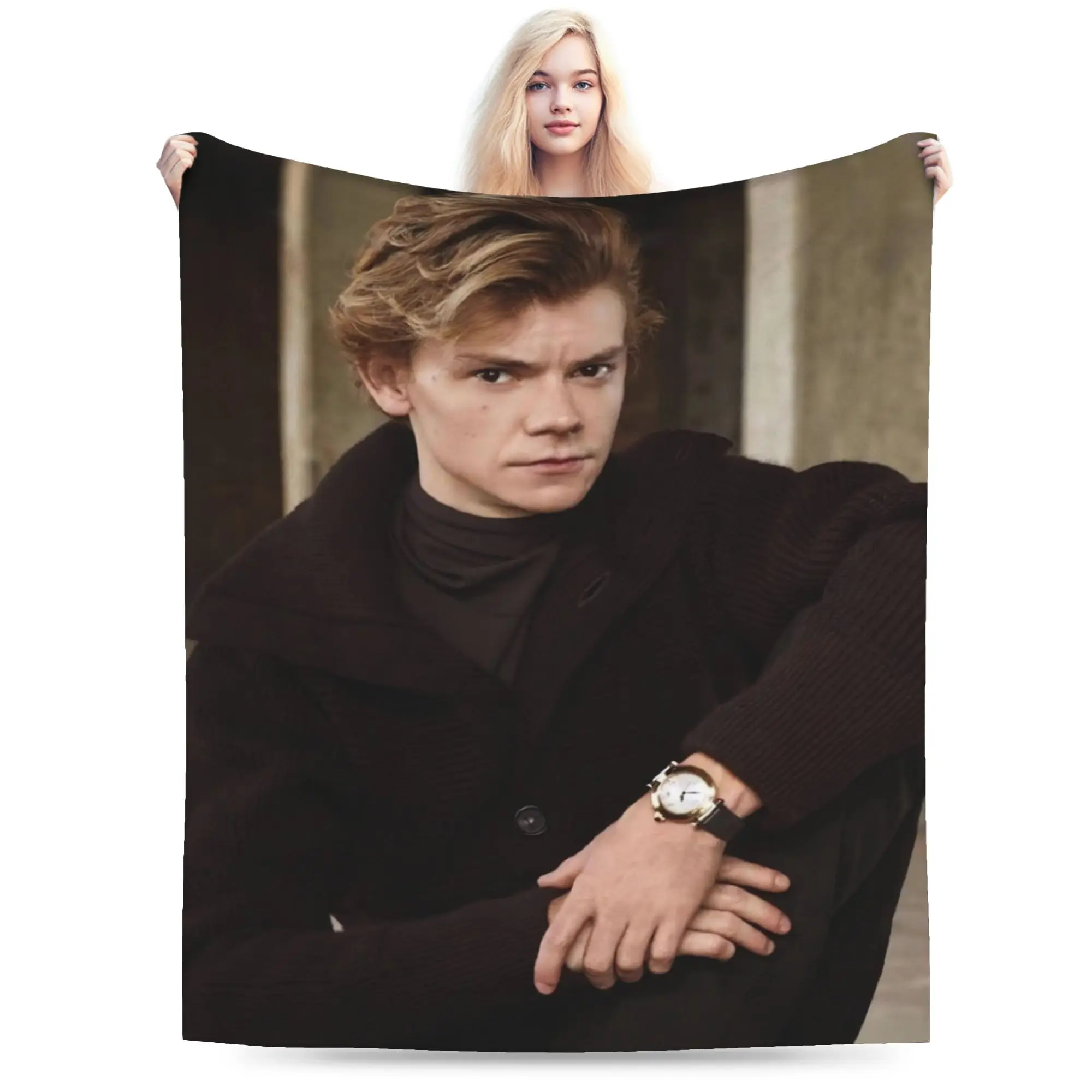 Comfortable Thomas Brodie-Sangster Blanket Stuff Sofa Decorative  Throw Blanket Soft Coral Fleece Plush for Car
