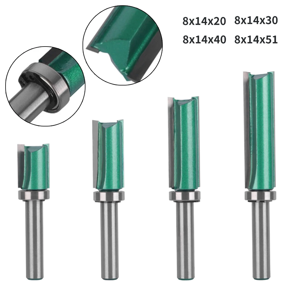 Milling Cutter Router Bit 1pcs 60-91mm 8mm Shank Double Edge With Bearing Woodworking Double-edged Power Tools