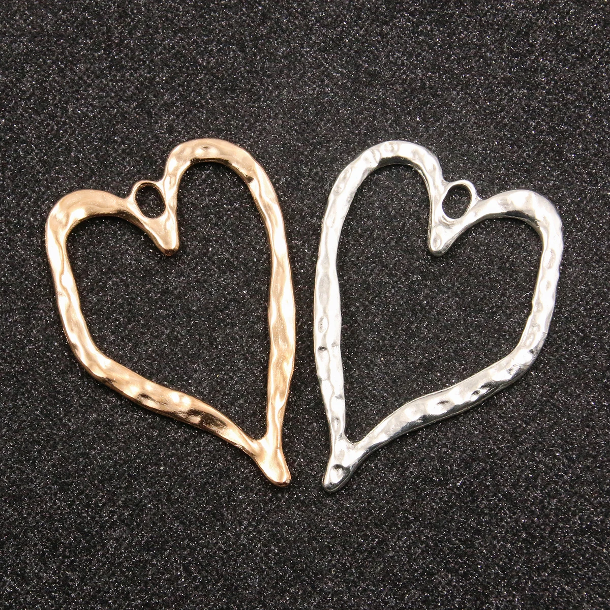 2PCS 55*79mm 2 Color Hollow Big Hearts Charms Irregular Geometry Pendant Metal Alloy DIY Necklace Bracelet Earrings Marking