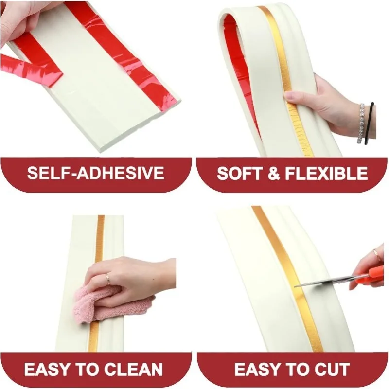 Flexible Sockel leisten, 4 Zoll (w) x 16,5 Fuß (l) Peel and Stick Gummi wand boden leiste, lackierbare Vinyl-Fuß leiste