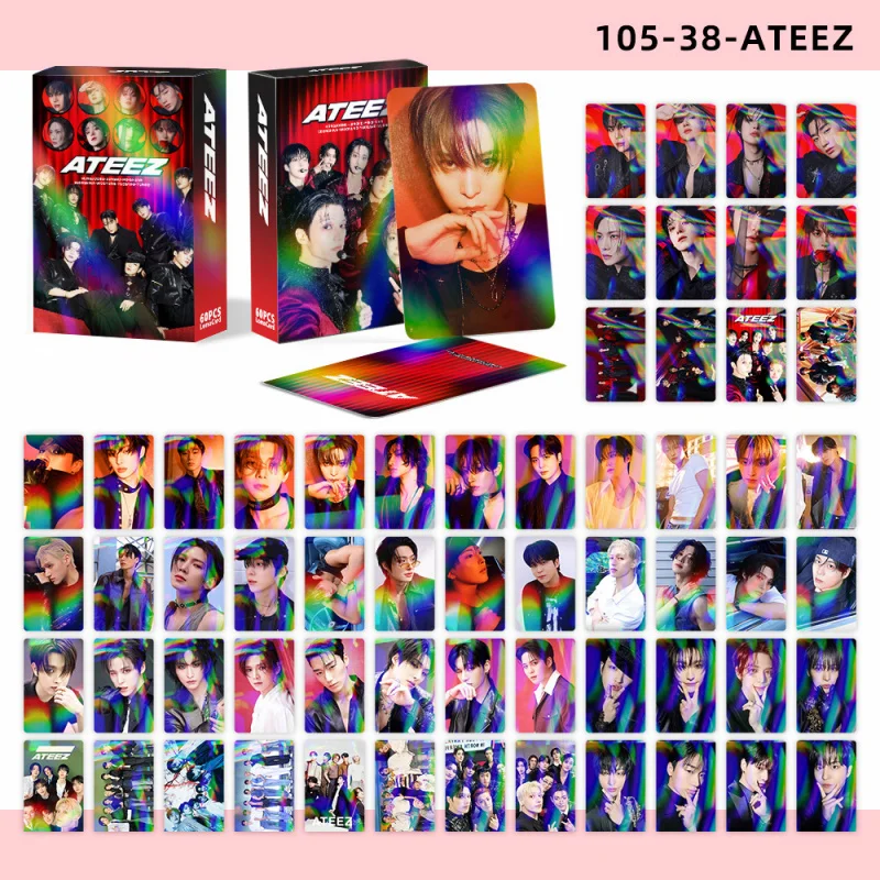 60ZhangATEEBoys' group laser flash cardsKPOPCelebrity collectible cards and merchandiseLOMOCard
