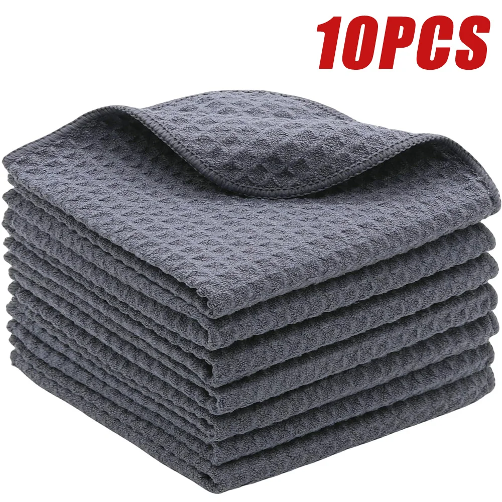 Microfiber Towel Cleaning Cloth Honeycomb Pineapple Grid Towels Waffle Car Wash Absorbent Rag Fast Drying Household Scouring Pad