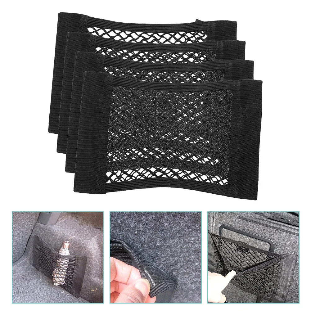 

4Pcs Trunk Mesh Storage Net Strong Elastic Oxford Cloth Cargo Organizer for Car Rear Interior Organization Trunk Cargo Nets