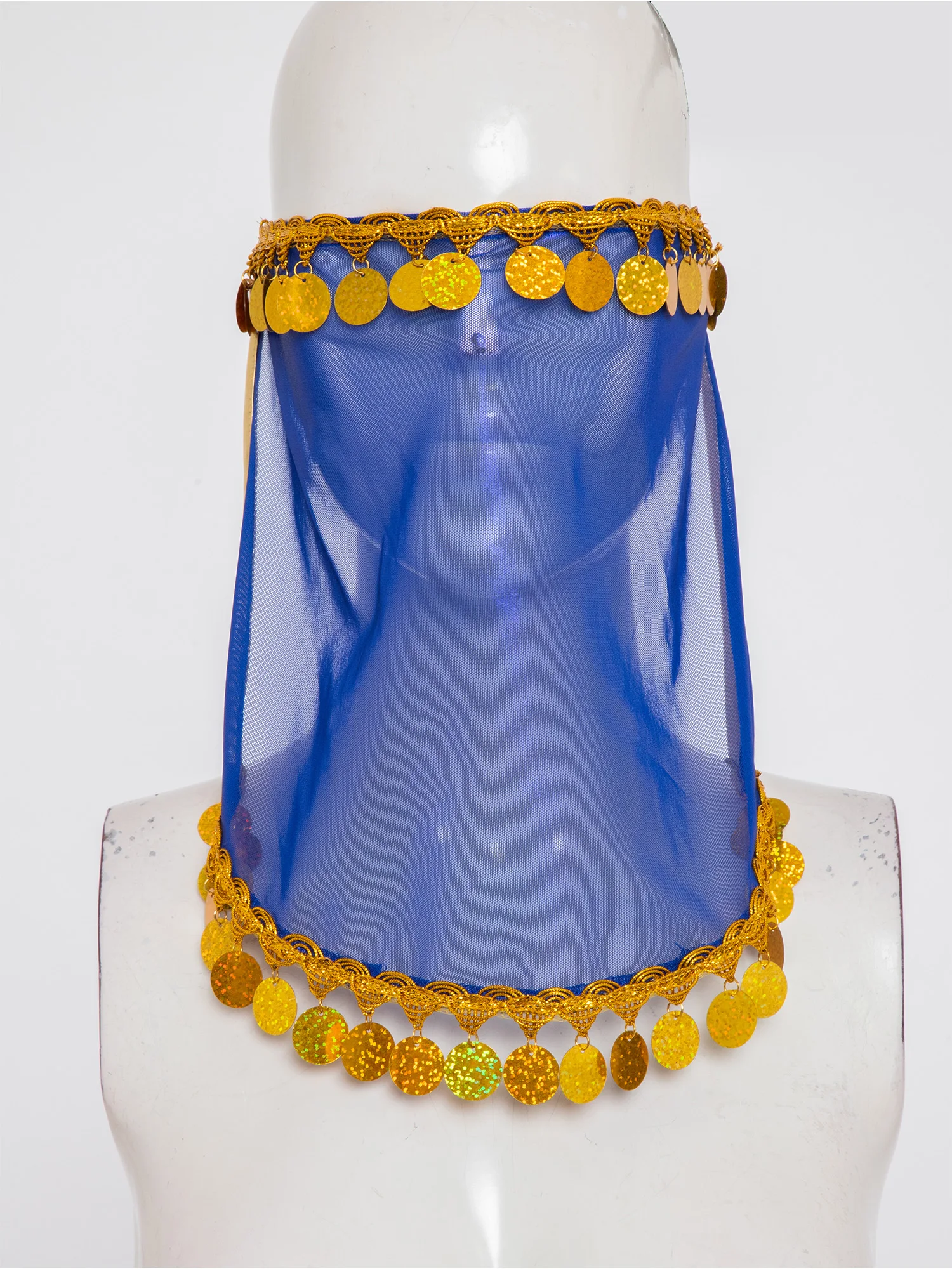 

Arab Princess Belly Dance Face Cover Veil Women Lyrical Mesh Metallic Lace-up Mask Veil Stage Performance Cosplay Accessory Veil