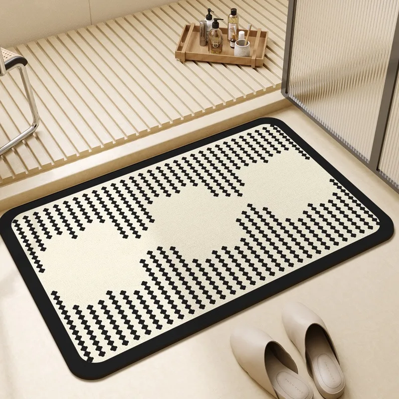 

Bathroom Carpet Non-slip Absorbent Toilet Floor Mats Diatom Mud Disposable Shower Rugs Minimalist Texture Foot Mats Alfombra 양탄자