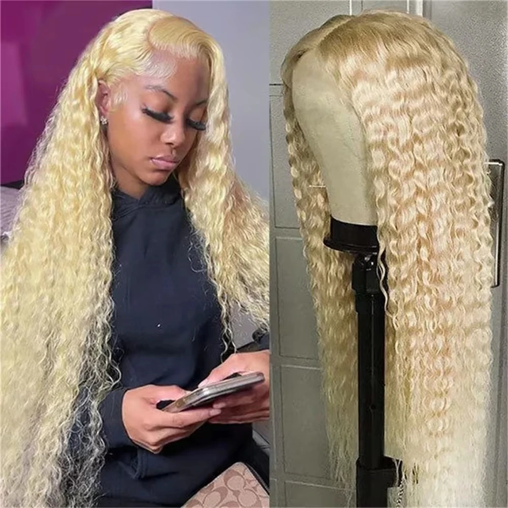 

30 Inch 13x6 HD Transparent 613 Blonde Deep Wave Lace Frontal Wigs 250 Density Brazilian Curly Colored Lace Front Human Hair Wig