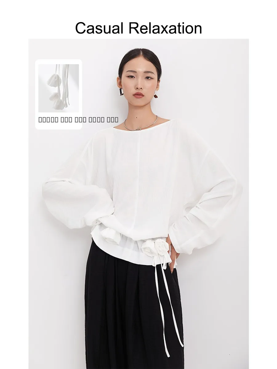 

Женский топ ручной работы из фетра, свободного кроя, повседневный, для отдыха и поездок, из полиэфирного волокна, с длинным рукавом, на одно плечо