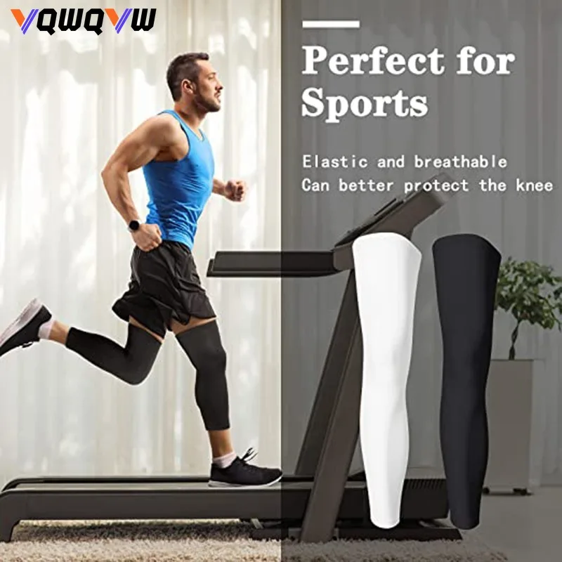 1Pcs Long Leg Sleeves Compression Leg Full Long Knee Sleeves Elastic Sports Long for Men Women Running Basketball Football