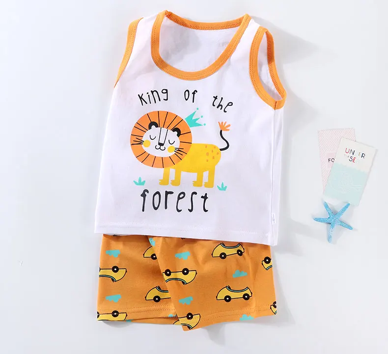 Kinder Sets Kinder Weste Anzug 2PCS Set Sommer Baumwolle T-Shirt Mädchen Shorts Kleidung Kinder Jungen Mädchen Ärmellose Anzug Tragen Tuch – Detail 11