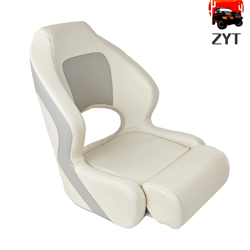 1PC White and Grey Luxury Yacht Helm Seat Waterproof Corrosion-Resistant and UV-Resistant Suitable for Speedboats and Yachts