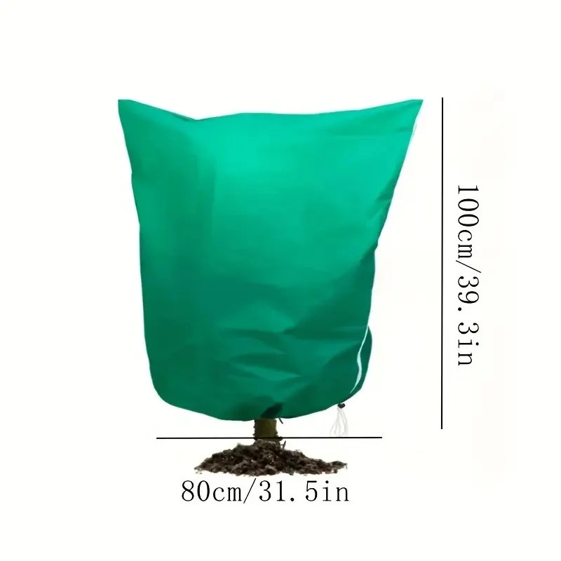 1Pc Winter Protection Bag Against Freeze For Plant Cover Garden Plant With Zip Drawstring Breathable