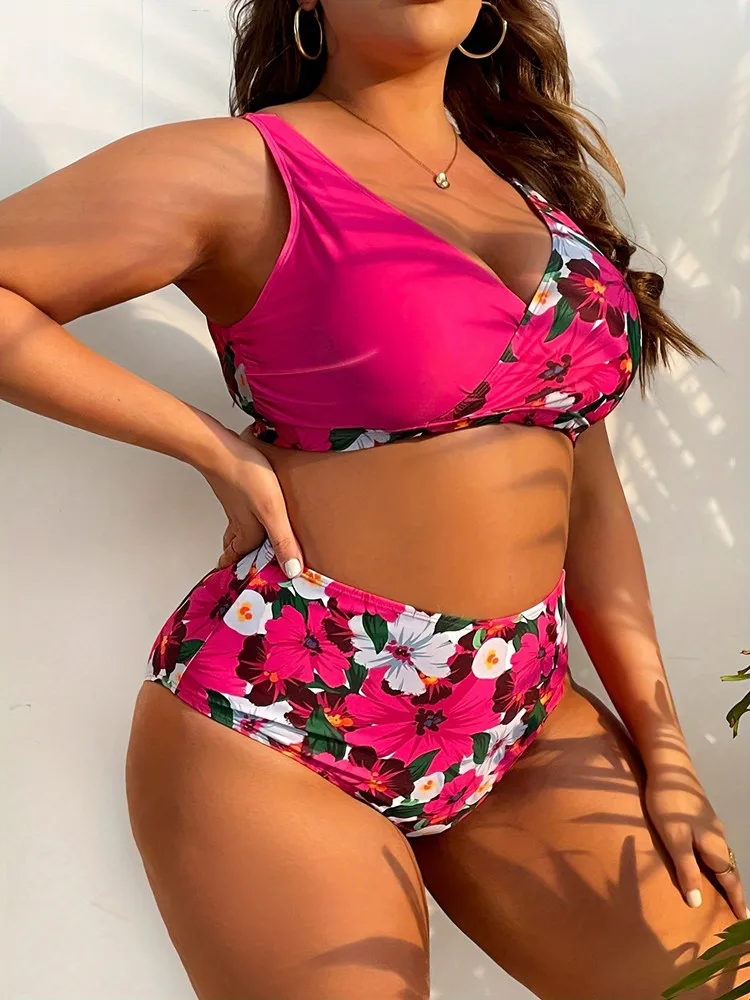 Sexy Bikini Set Plus Size Swimsuit Woman Tankini 2024 Print Swimwear Women Bathing Suit BeachWear Two-Piece Swimming Suit 5XL