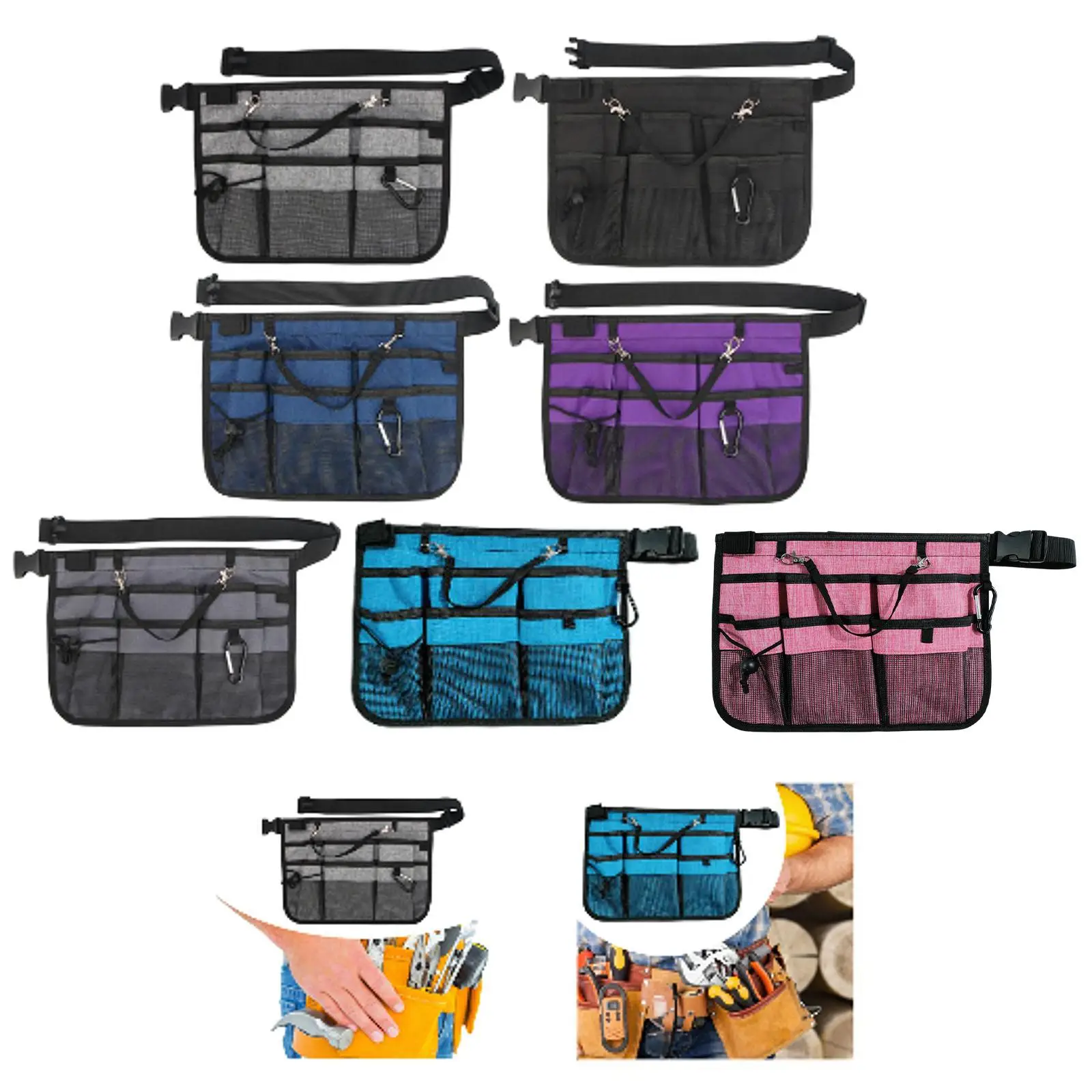 Multi Compartment Nursing Bag Pocket Belt Organizer Cleaning Apron Nursing Bag for Florists Woodwork DIY Work Gardening Waitress