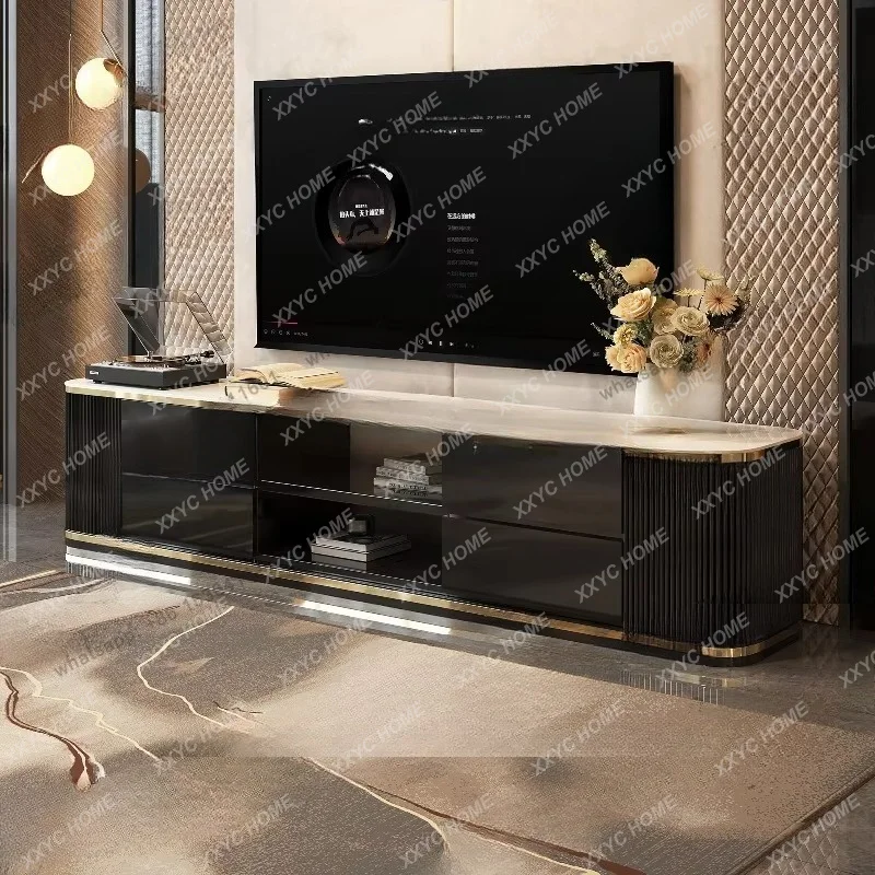 Luxury TV Stands Modern Creative Living Room High-End TV Cabinet Slate Black Villa Home Furniture Mueble Para Tv