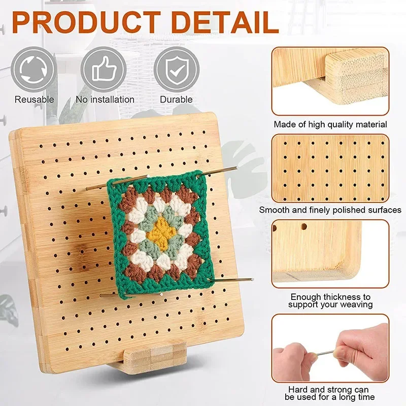 Kit papan pemblokiran Crochet kayu dengan pin batang baja tahan karat untuk hadiah pecinta kerajinan Crochet papan Panny rajut