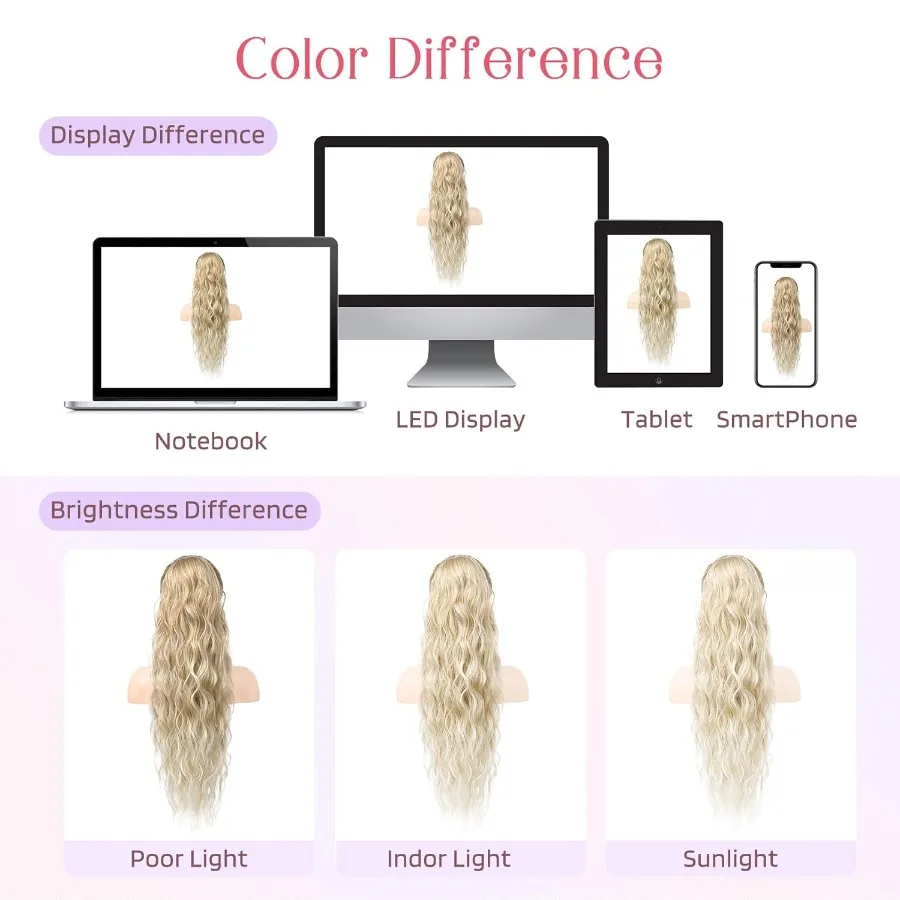 HOOJIH Estensione della coda di cavallo Estensioni dei capelli della coda di cavallo con coulisse 26 pollici Coda di cavallo ondulata lunga riccia Parrucchino sintetico ondulato naturale