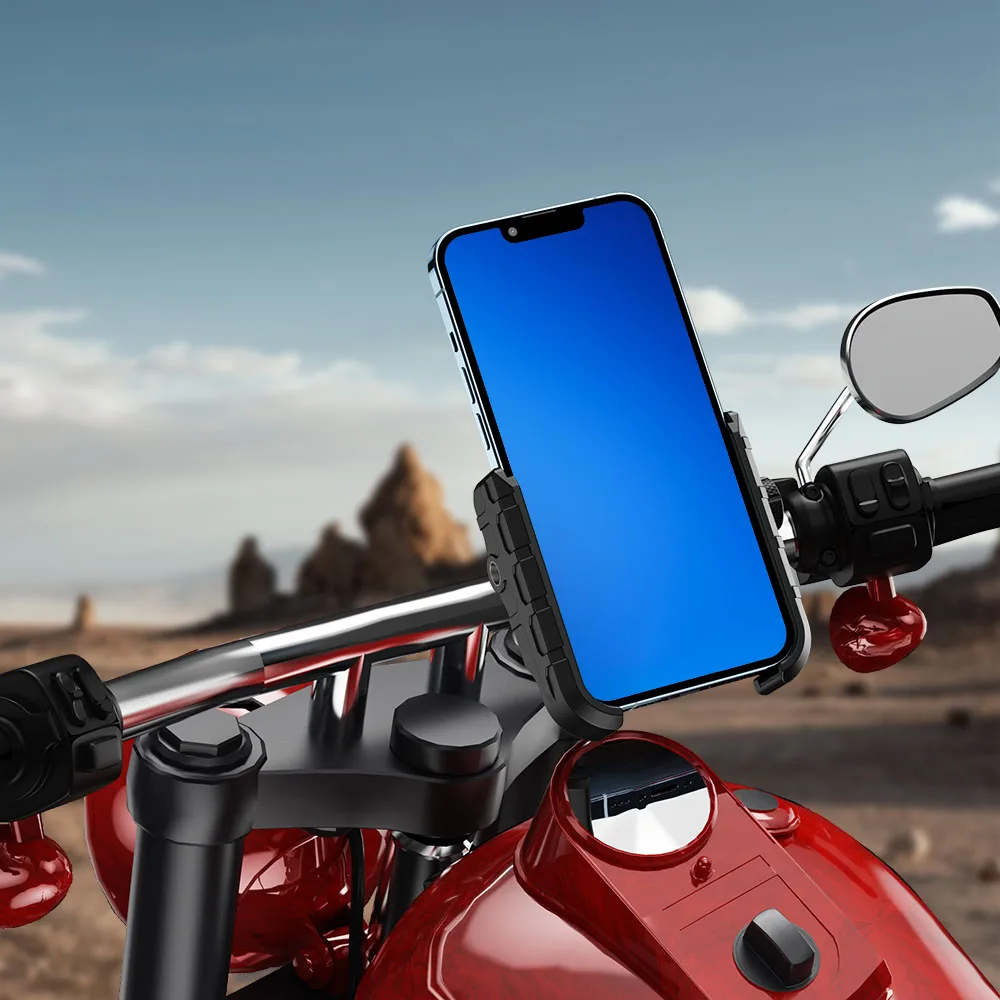 2024 Motorcycle Phone Holder Mount Moto Bicycle Handlebar Bracket 360 Rotating Cell Phone Stand for Motorcycle Bike Scooter