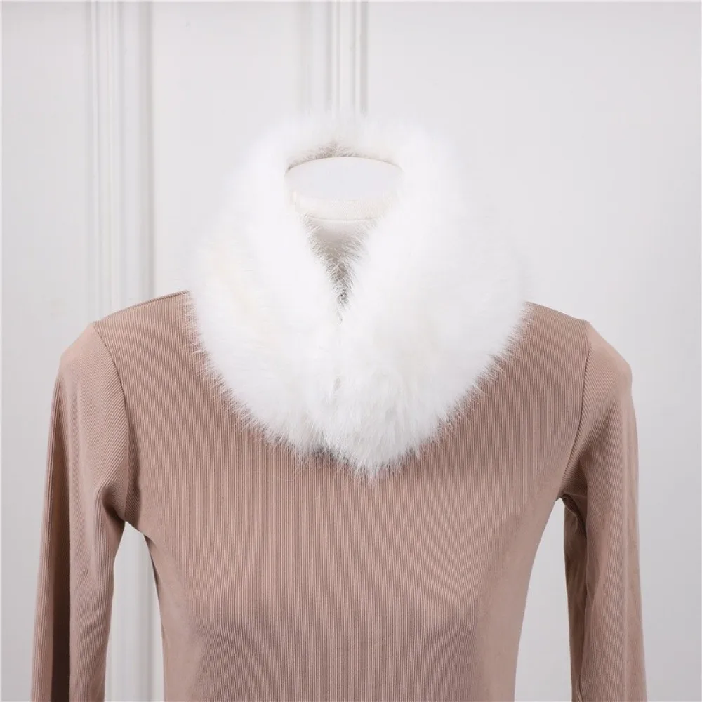 Elagent Thickened Collar Scarf Solid Color Windproof Neck Warmer Faux fur Soft Fluffy Neckerchief