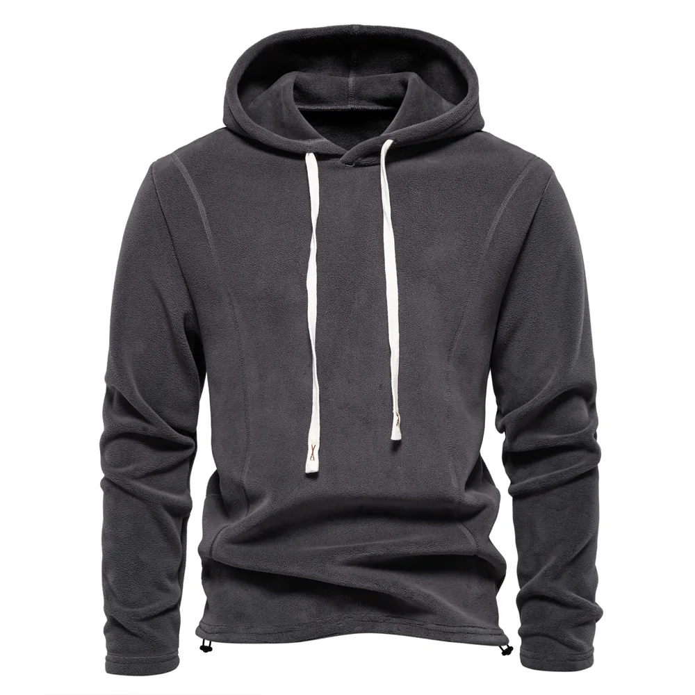 The New Mens Winter Solid Fleece Hoody High Quality Warm Casual Drawstring Hat Sweatshirt Soft Shell Hoodies for Men