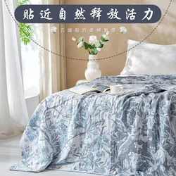 Bedspread On The Bed Summer 4 Layers Cotton Gauze Blanket Double Couple Bed Air Conditioner Cooling Quilts Towelling Coverlet