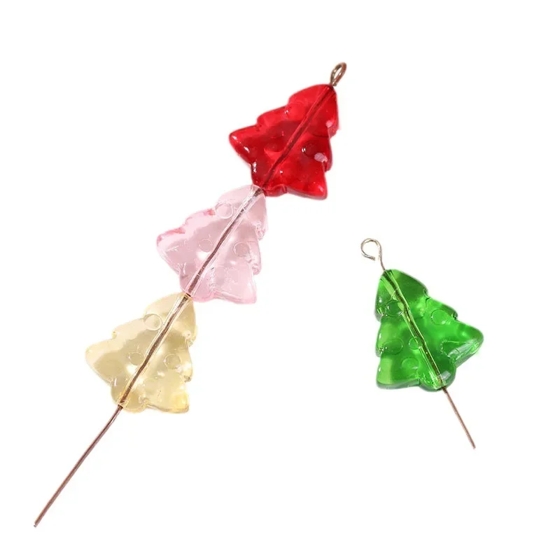 20Pcs Glass Christmas Tree Beads Transparent Color Czech Lampwork Loose Beads For Jewelry Making DIY Bracelet Necklace 15*16mm