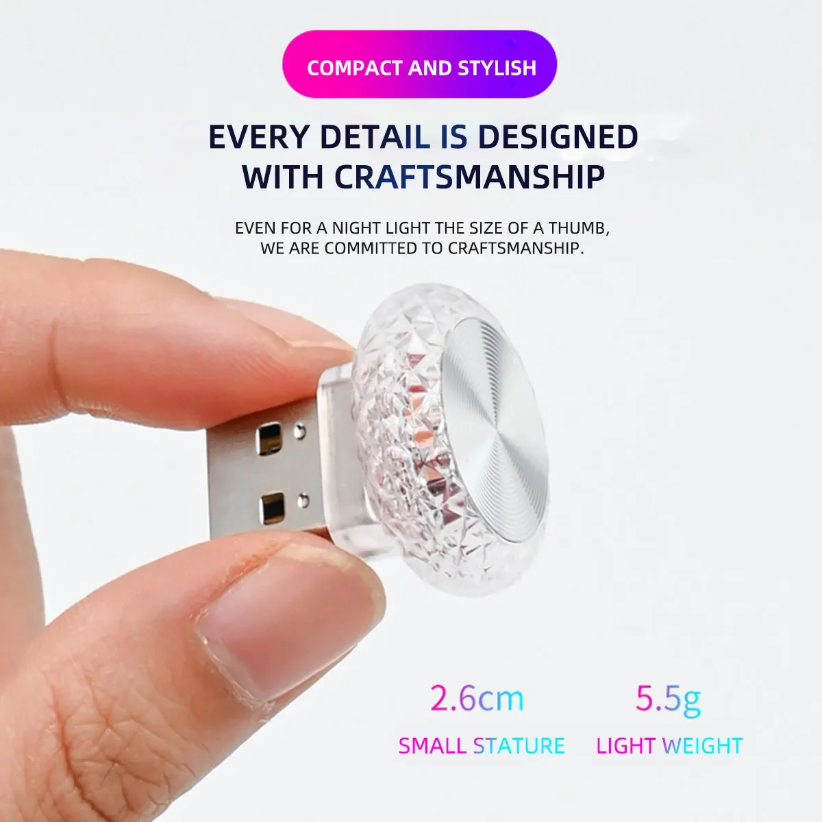 1/2pc Colorful Portable USB Mini LED Ambient Light for Car Interior Computer Atmosphere Lamp Plug and Play Night Light