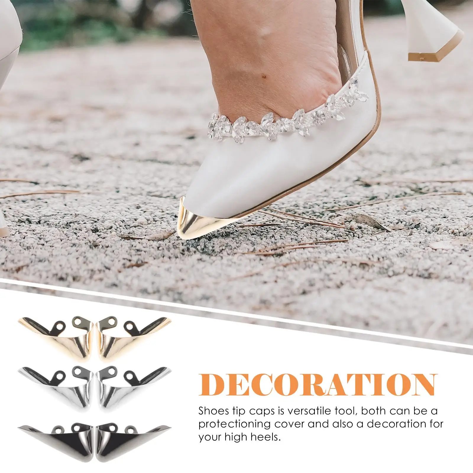 

3 Pairs Heel Caps for High Heels Shoe Pointed Protectors Cover Iron Toe Covers Tips Shoes Headgear Boot