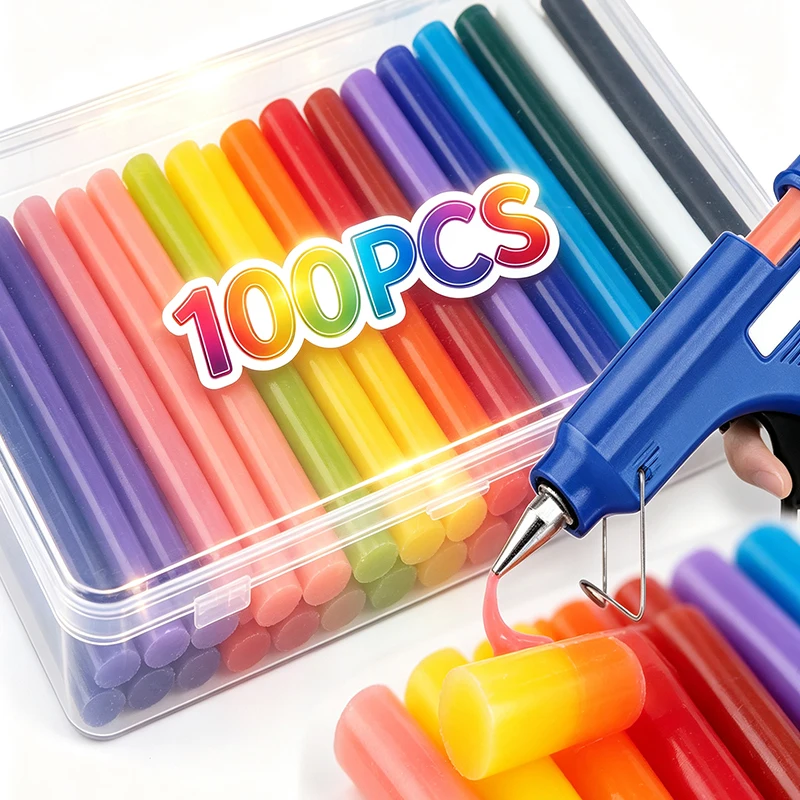 10/100x Colorful Hot Melt Glue Sticks Strong Viscosity Adhesive Rod Electric Glue Gun Heat Pistol Stick Body Dent Repair Strips