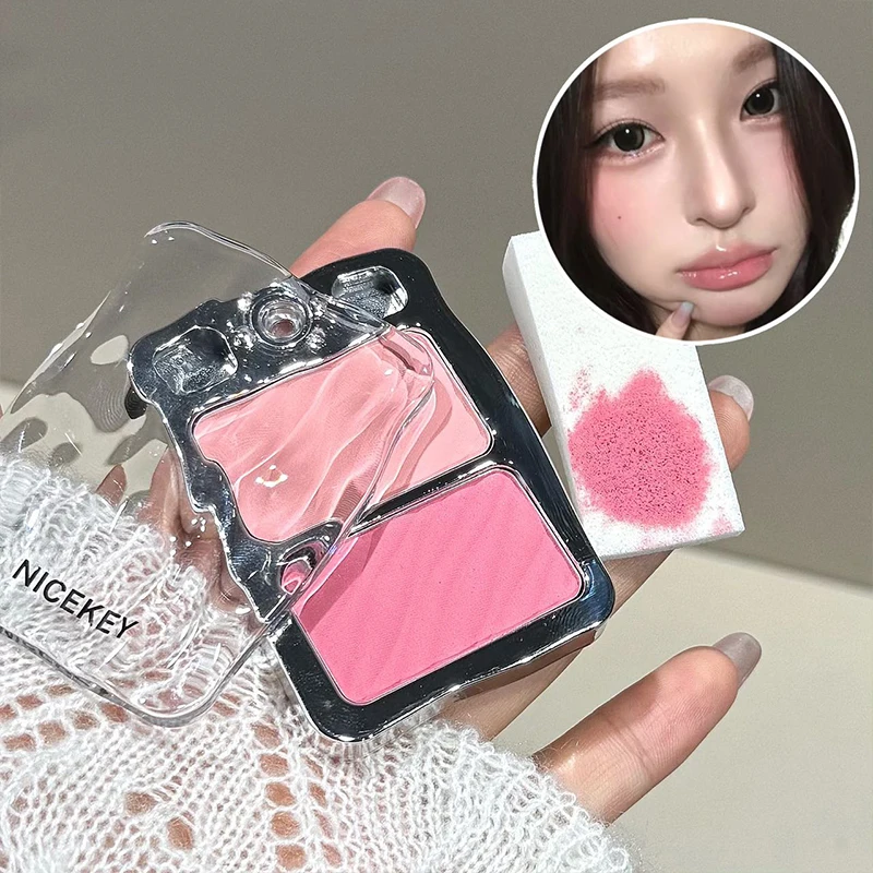 NICEKEY Two-tone Face Blush Matte Cream Makeup Natural Smudge Blush Palette Cheek Tint Highlighter Contour Korean Cosmetics