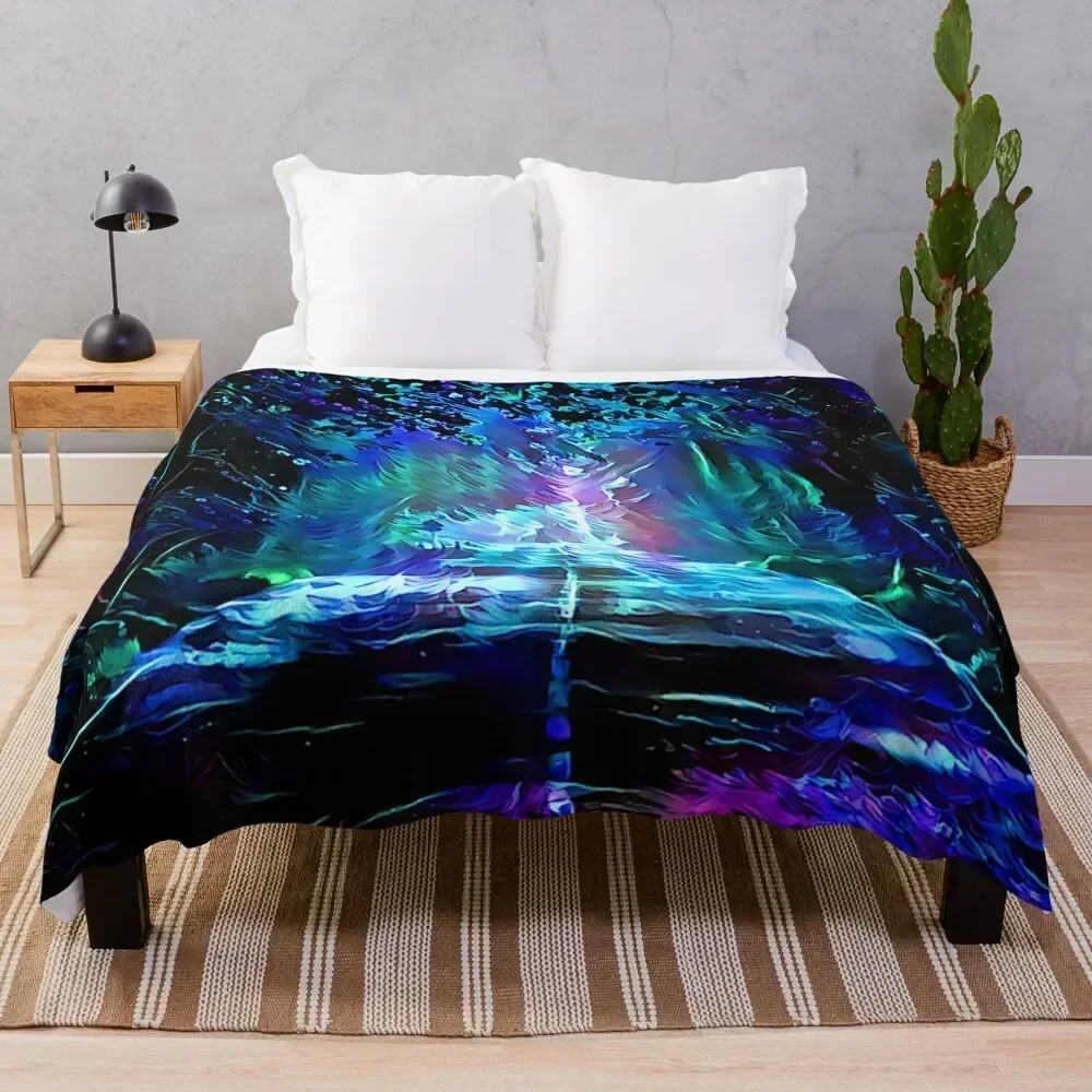 

Blacklight Night on Aurora Road Throw Blanket Soft Home Decor Blanket for Couch Bedroom
