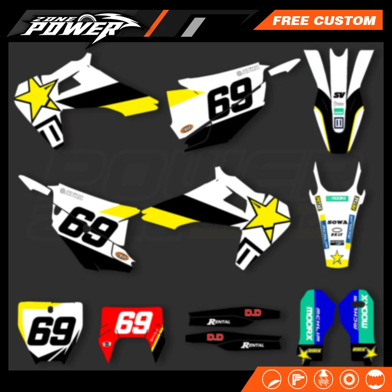 Powerzone Full Graphics Decals Sticker Kit DECO for Husqvarna TE FE 150 200 250 300 350 400 450 2020 2021 2022 2023 TC FC 19-22