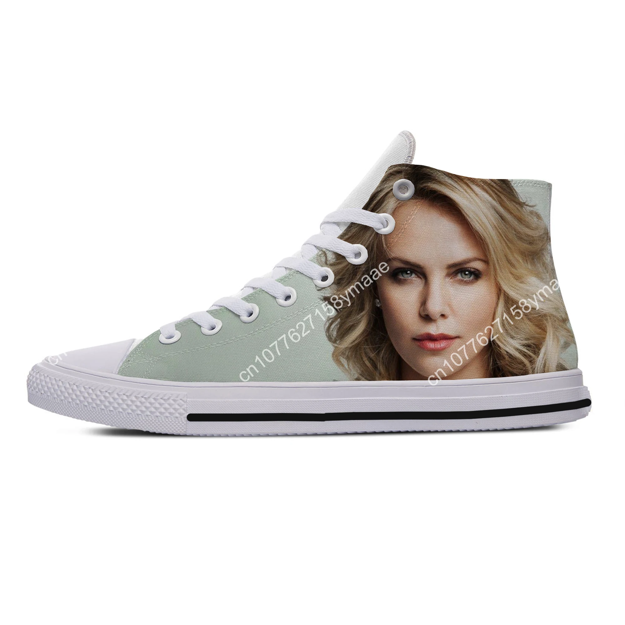 Hot Cool Charlize Theron Shoes Men Women Sneakers Celebrity Gift Canvas Shoes Lightweight Classic High Help Classic Board Shoes