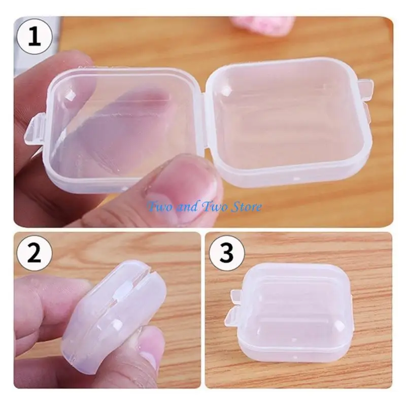 HX6F 10Pcs/set Plastic Beads Storage Containers Mini Clear Square Box Empty Case with Lid for Earplugs Pills Jewelry Hardware