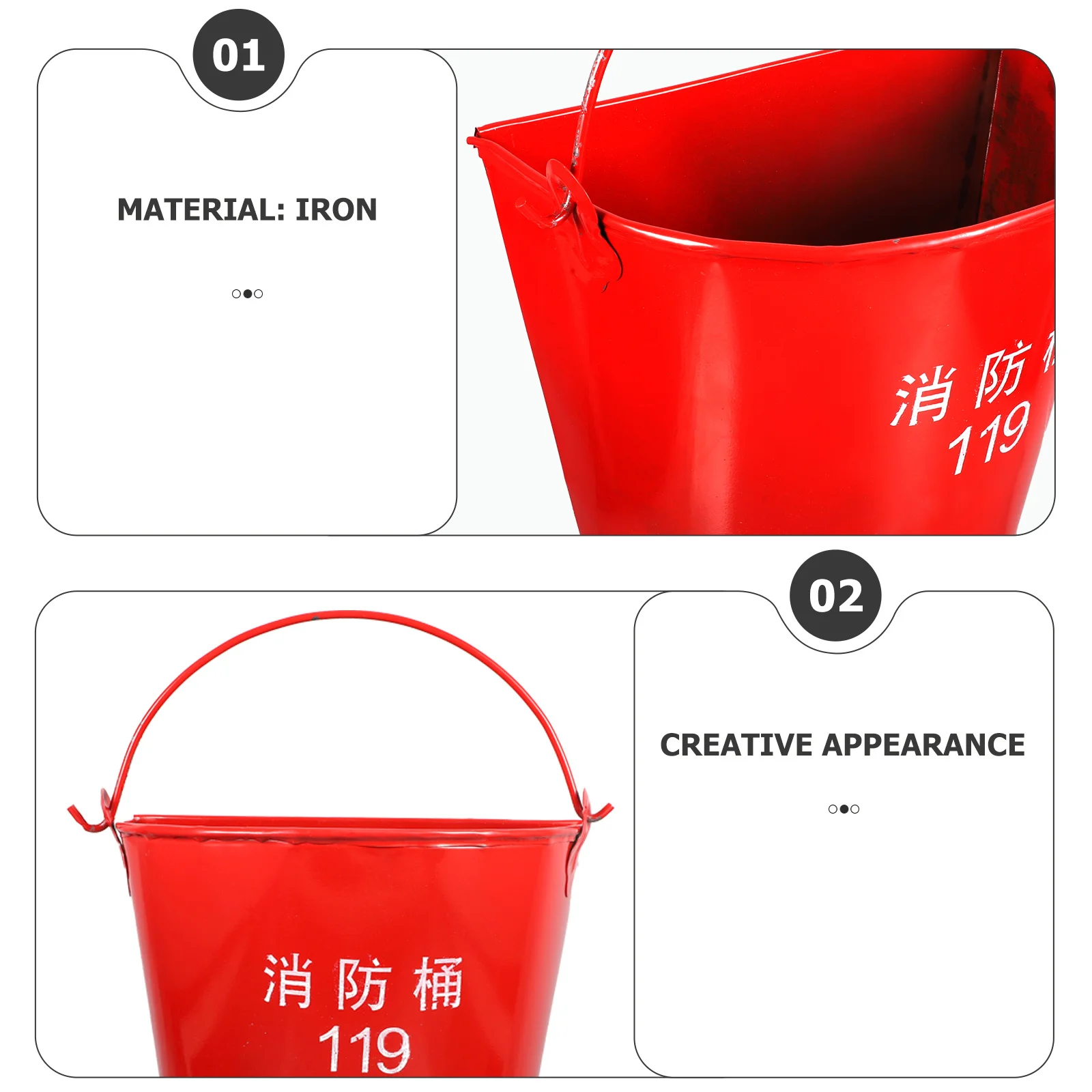 Feuer Notfall Kreative Halbrunde Sand Halter Rot Verdickte Eisen Eimer Für Feuer Station Verwenden Notfall Sand Eimer Glatt