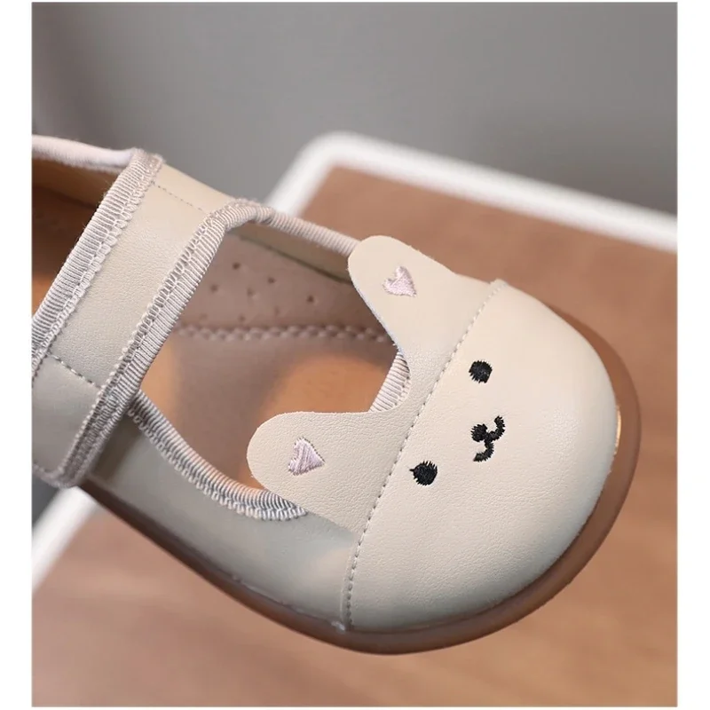 Spring Baby Girls Shoes Embroidered Cartoon Bunny High Quality Arch Insole Children\'s Flats Mary Jane Little Kids Casual Shoes