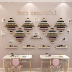 Nordic Golden Nail polish shelf Set Nail Shop Display Stand Wall Hanging Cosmetics Shelf Nail Polish Display Rack Diamond Shape