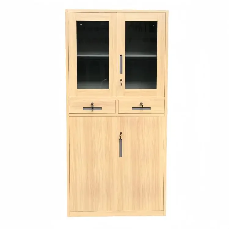 

Office Furniture 2 Swing Door Steel Wood Grain Transfer File Cabinet Metal Storage with Drawers