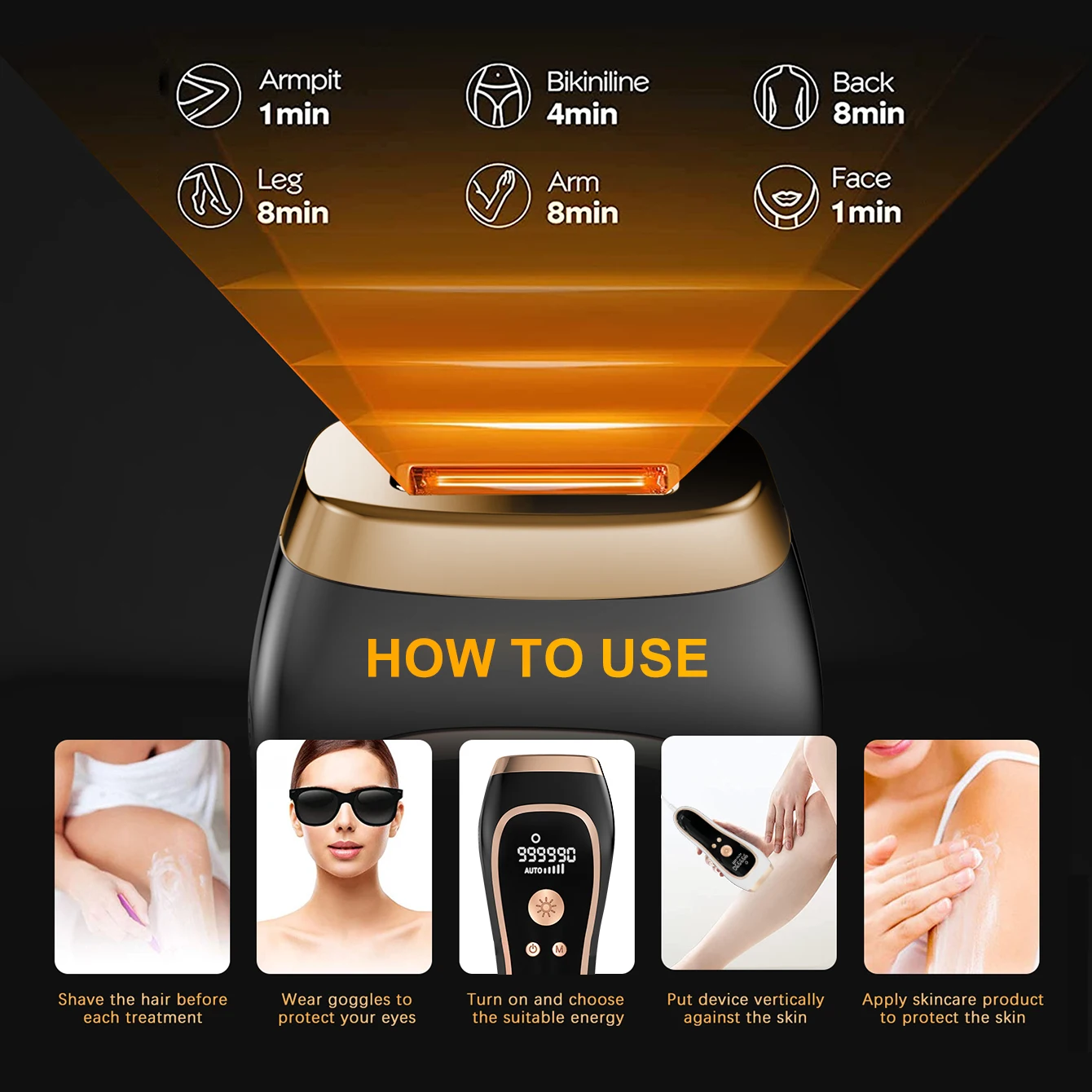 5 Stufen IPL Laser Haarentfernung 999.990 Blitze Epilierer für Frauen Bikinis Beine Körper Haarentfernungsgerät Achseln Photoepilator