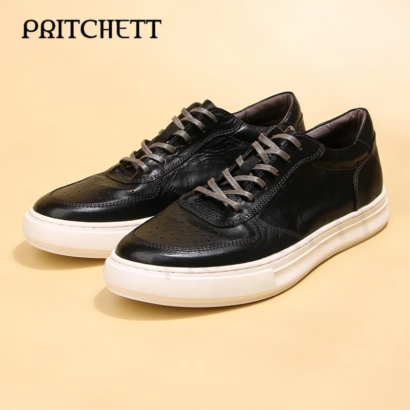 Horse Leather Washed Lace-Up Shoes Retro Casual Fashion Sneakers Genuine Leather Trendy Daily Personality Men's Shoes