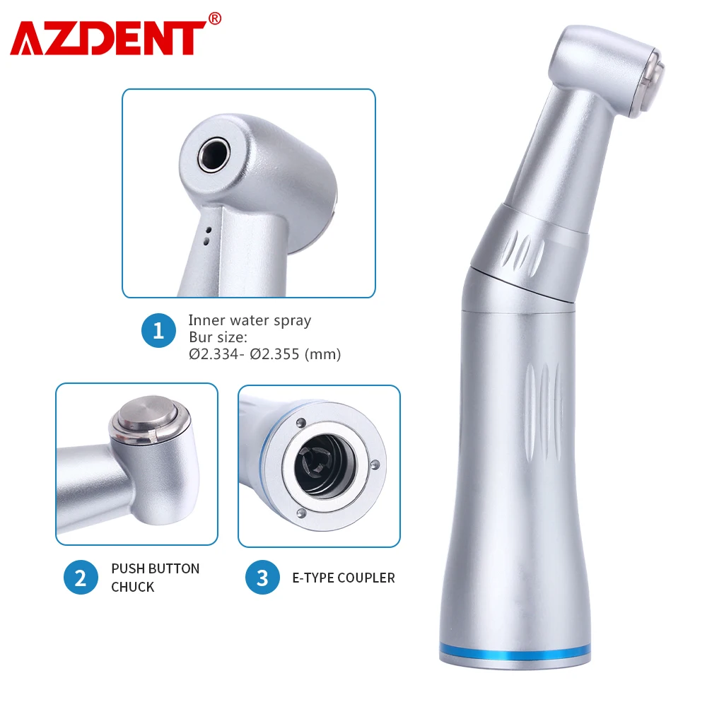 AZDENT Dental Low Speed Handpiece Inner Water Spray Channel Contra Angle Push Button