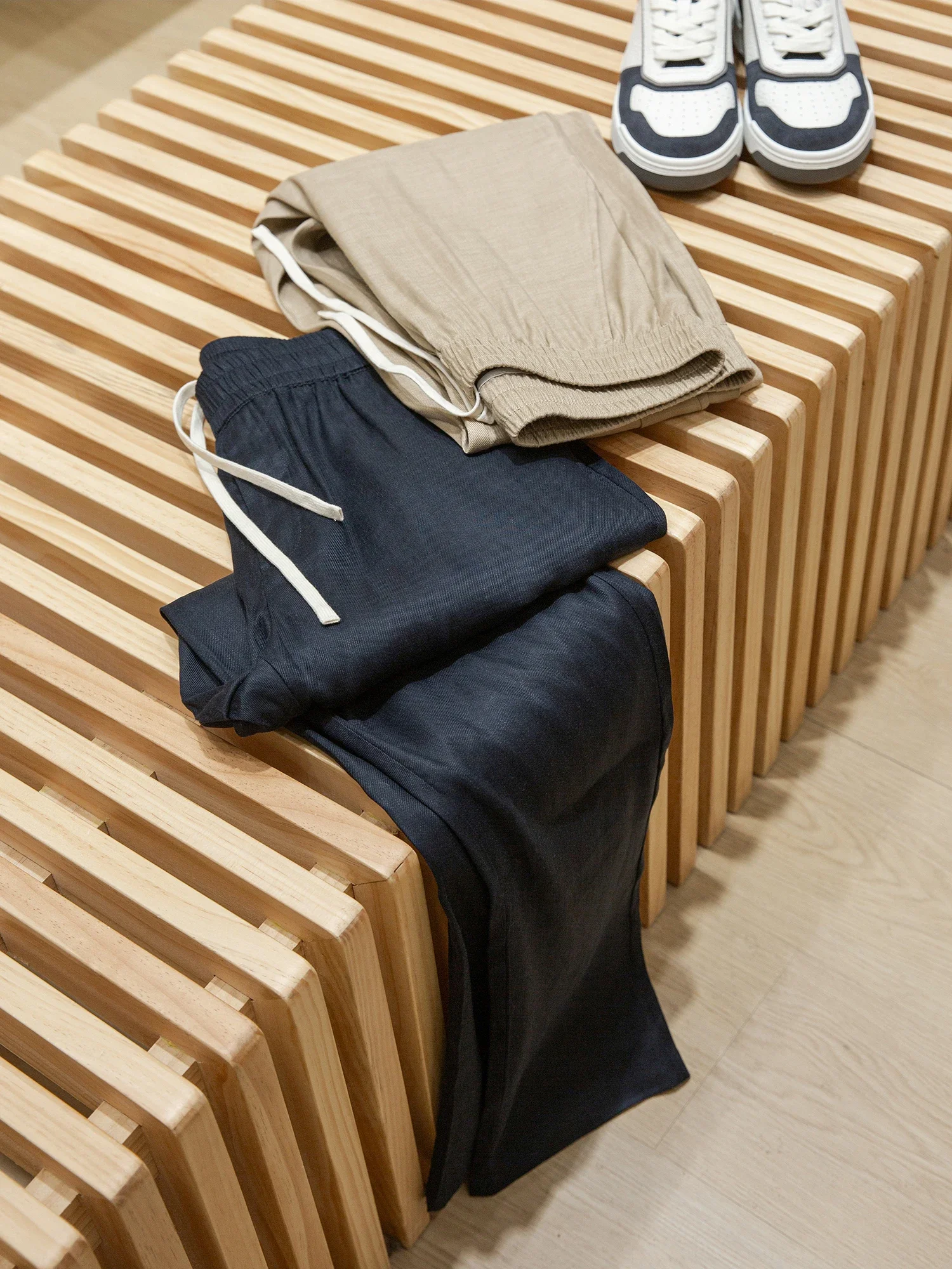 

LP linen blend fabric spring and summer thin sports straight casual pants