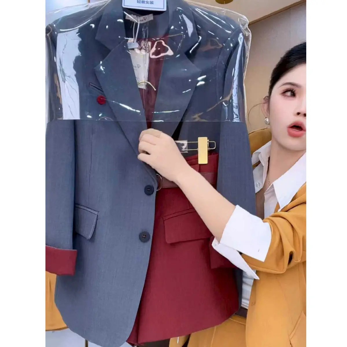 봄과 가을 모두 우아하고 스타일리시한 여신 스타일 고급스럽고 멋진 투피스 세트