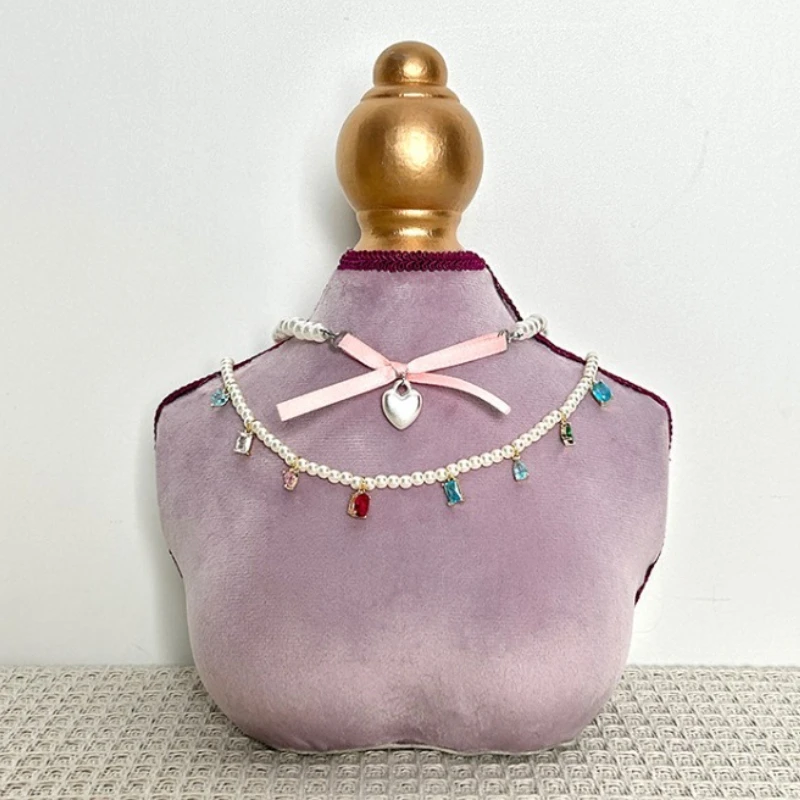 

Velvet Necklace Display Stand Mannequin Necklaces Show Holder Exhibitor Jewelry Storage Shelf Aesthetic Jewellery Organizer Rack