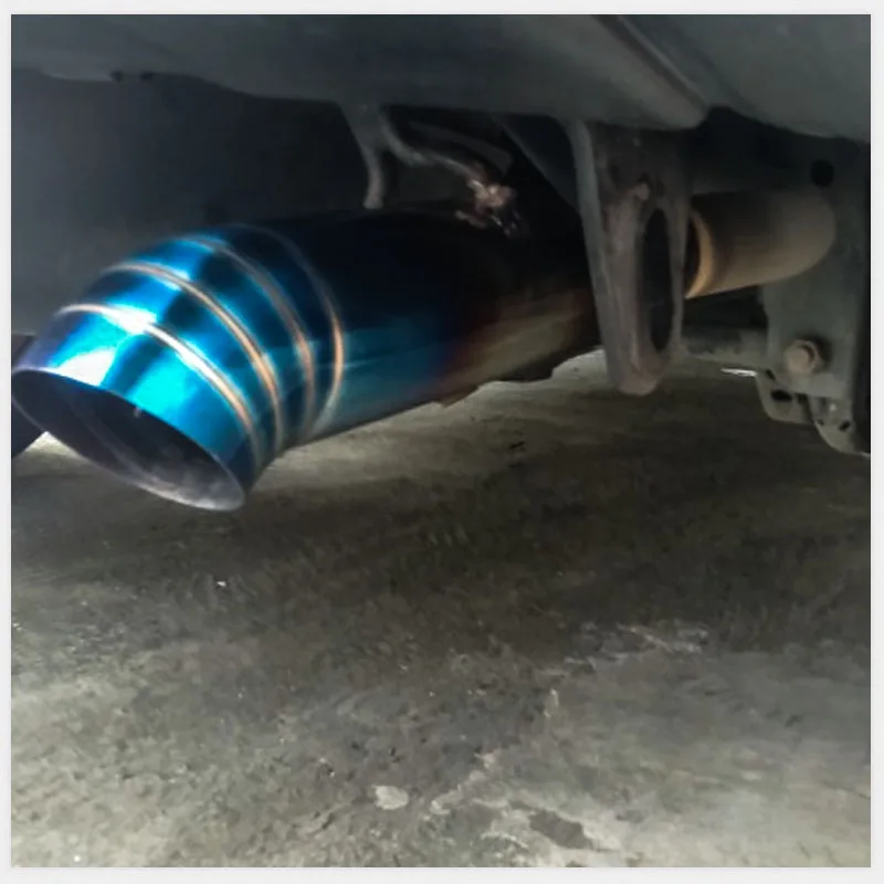 Universal Car Muffler Exhaust Pipe Tip Burnt Blue Stainless Steel 66mm Gas Tail Pipes Rear Waterproof Protector Auto Accessories