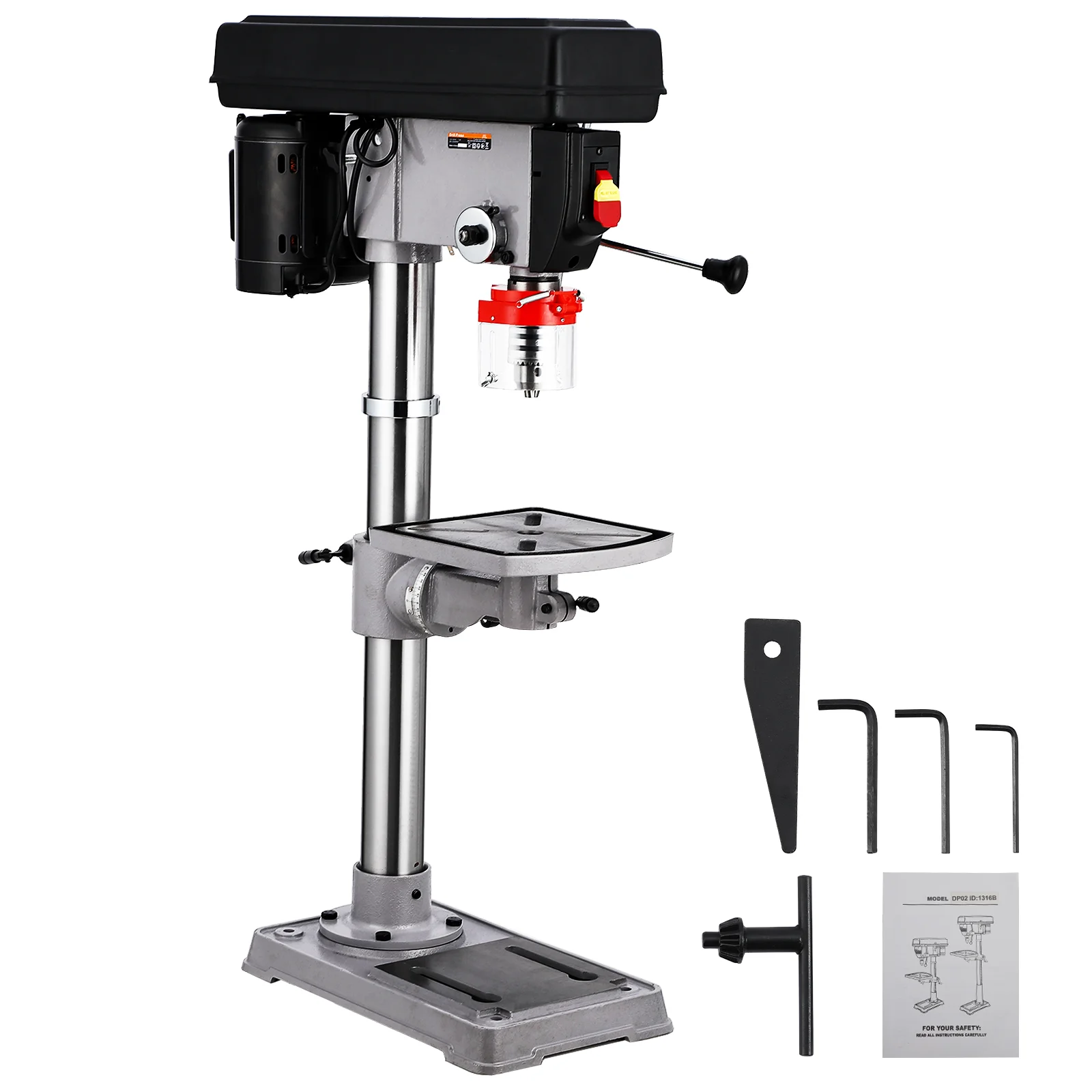 

13 in Benchtop Drill Press, 7.5 Amp 120V, 288-3084 RPM Variable Speed Cast Iron Bench Drill Press, 0-45°Tilting Worktable