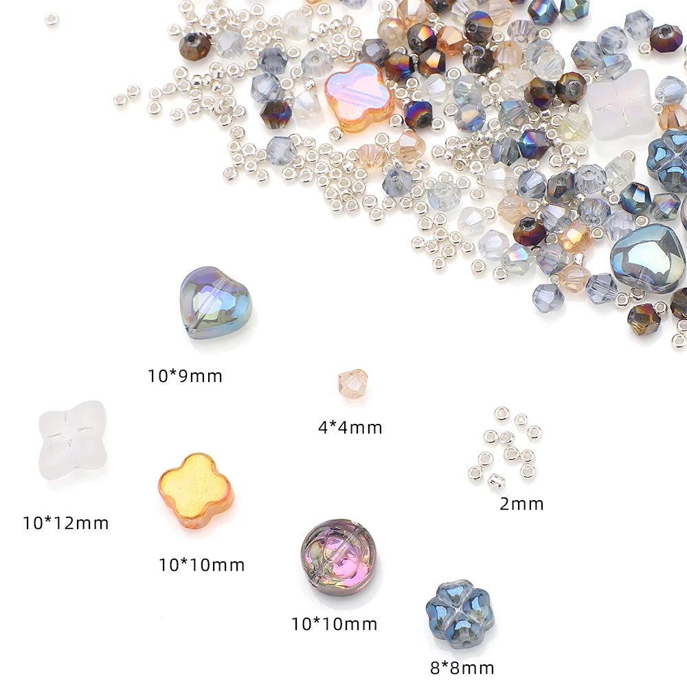 مزيج الزجاج الخرز غير النظامية القلب الصليب شكل كريستال قلادة Seedbeads Bicone DIY بها بنفسك صنع المجوهرات سلاسل الهاتف ديكور الملابس