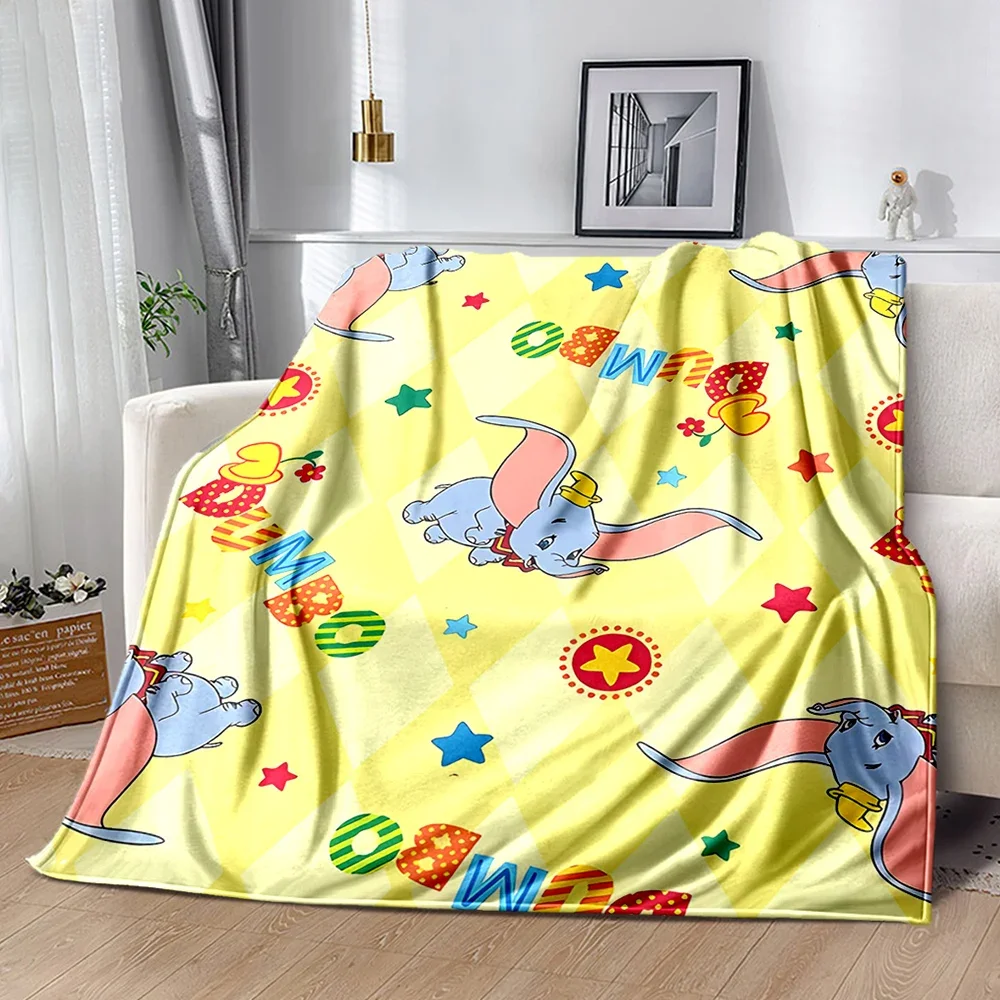 Disne Dumbo Cartoon Print Flannel Office Soft Fluffy Shawl Blanket Plush Nap Cover Girl Gift  Picnic Blanket Kpop