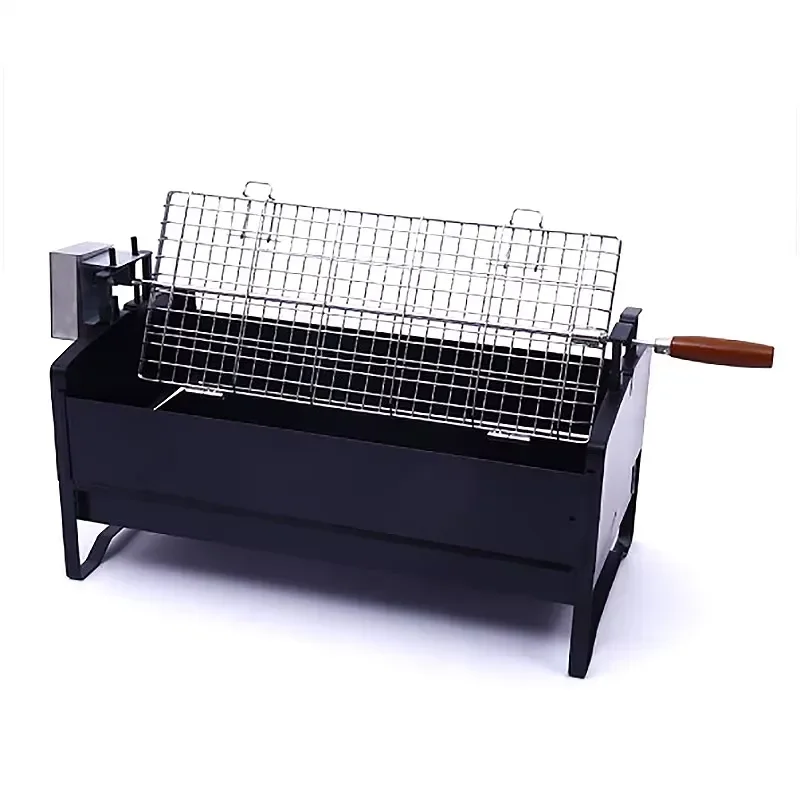 for 12V Automatic Stainless Steel Motorised Rotisserie Cypriot Rotating Charcoal Grill for Outdoor Camping Barbecue Grill