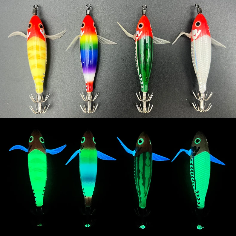 ShareShark 5 Stück/Box Leuchtendes Horizontales Garnelen-Lasermuster Hartköder-Set, geeignet für Meeresangeln auf Tintenfische und Oktopus. – Detail 17