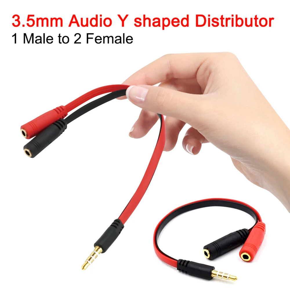 2 In 1 1 Male to 2 Female Aux Audio Cable Y Splitter 3.5 Jack Stereo Plug Adapter For Headphone Computer Cable Audio Converter